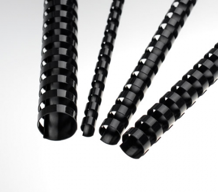 Renz Plastikbinderücken  6 mm, US-Teilung , 21 Ringe, schwarz, VE 100 Stück