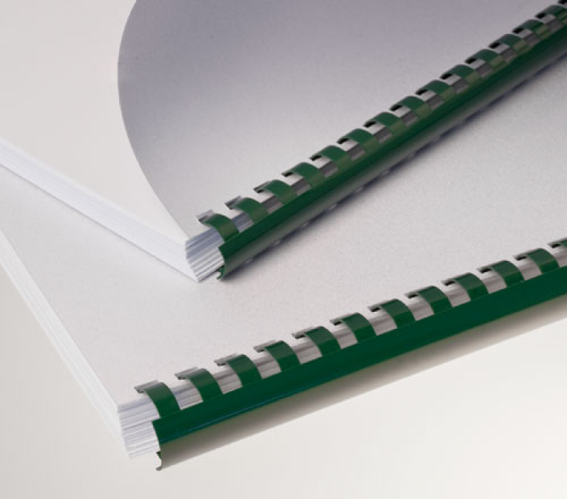 Renz Plastikbinderücken  6 mm, US-Teilung , 21 Ringe, grün, VE 100 Stück