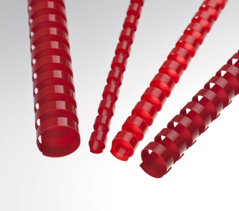 Renz Plastikbinderücken 10 mm, US-Teilung , 21 Ringe, rot, VE 100 Stück