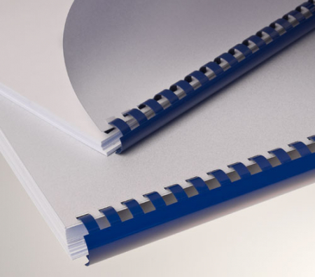 Renz Plastikbinderücken 12 mm, US-Teilung , 21 Ringe, blau, VE 100 Stück