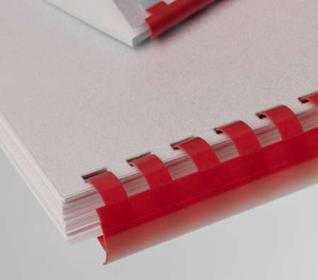 Renz Plastikbinderücken 12 mm, US-Teilung , 21 Ringe, rot, VE 100 Stück, Restbestand
