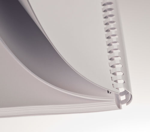 Renz Plastikbinderücken in Europ-Teilung weiß Durchmesser 10 mm 24 Ringe für DIN A4