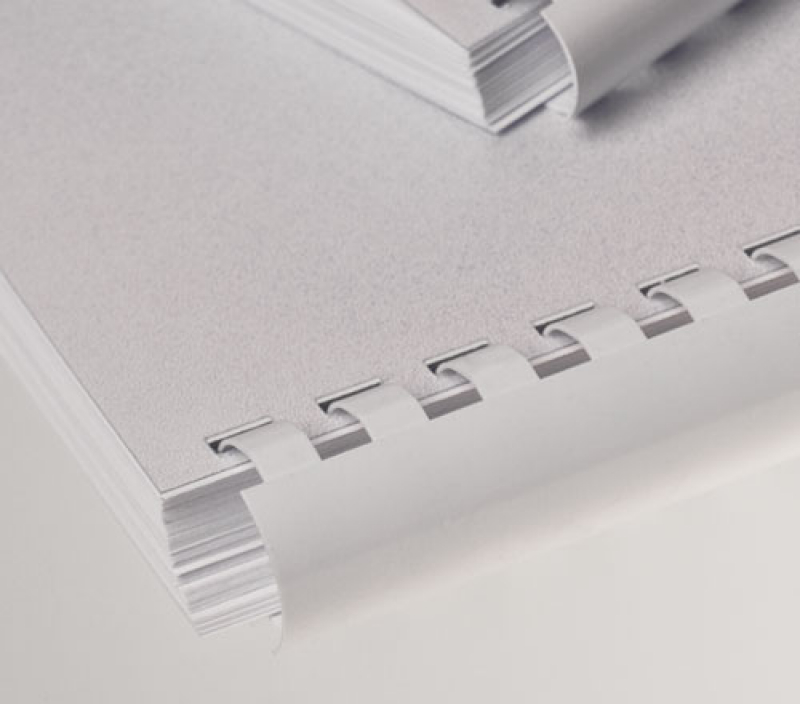 Renz Plastikbinderücken 10 mm, US-Teilung , 21 Ringe, weiß, VE 100 Stück, Restbestand