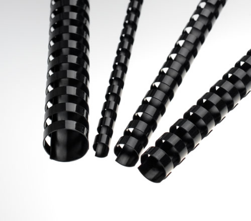 Renz Plastikbinderücken 19 mm, US-Teilung , 21 Ringe, schwarz, VE  50 Stück, Restbestand