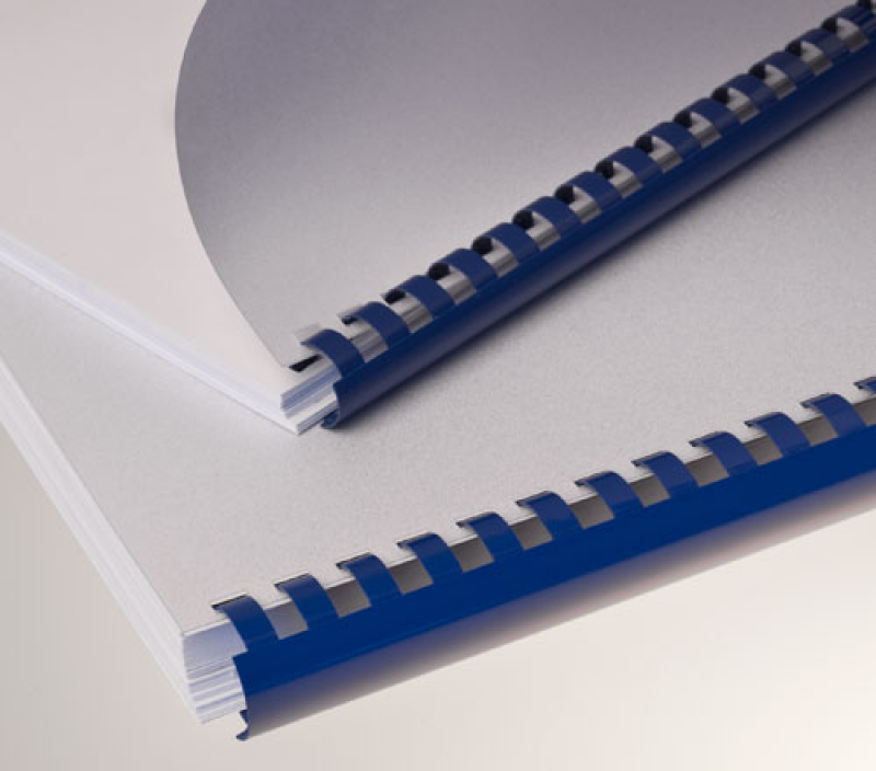 Renz Plastikbinderücken 12 mm, US-Teilung , 21 Ringe, blau, VE 100 Stück