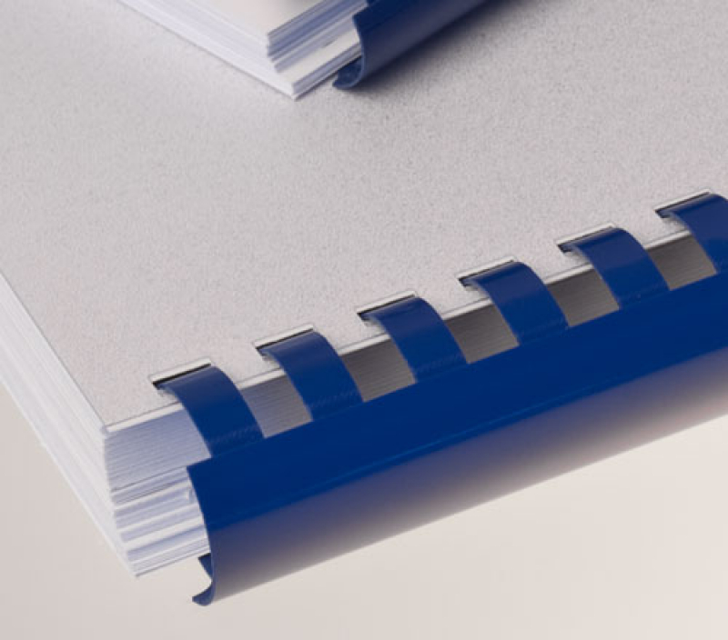 Renz Plastikbinderücken 12 mm, US-Teilung , 21 Ringe, blau, VE 100 Stück