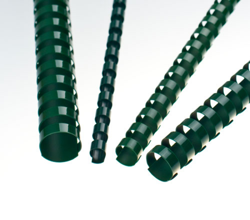 Renz Plastikbinderücken 12 mm, US-Teilung , 21 Ringe, grün, VE 100 Stück