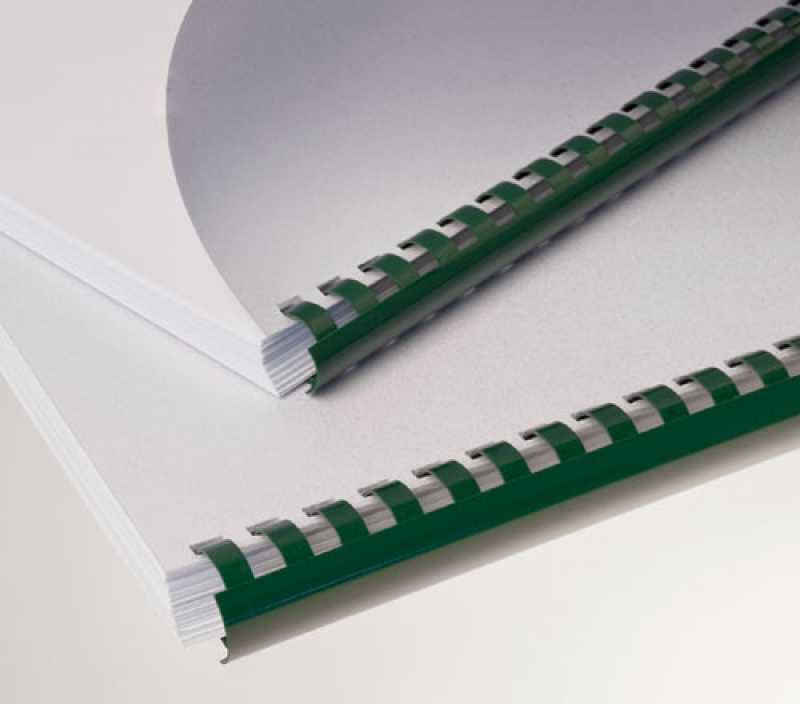 Renz Plastikbinderücken 12 mm, US-Teilung , 21 Ringe, grün, VE 100 Stück