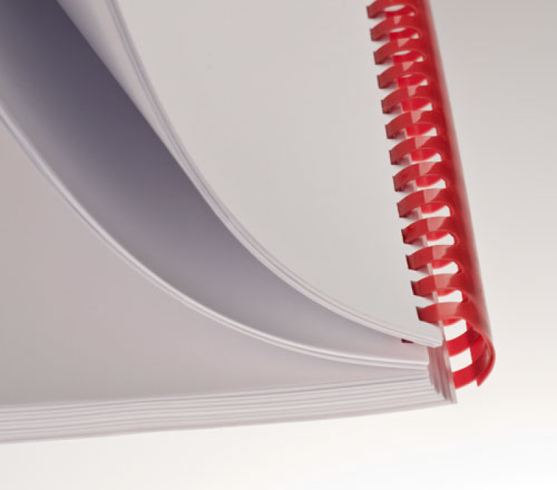 Renz Plastikbinderücken 19 mm, US-Teilung , 21 Ringe, rot, VE  50 Stück