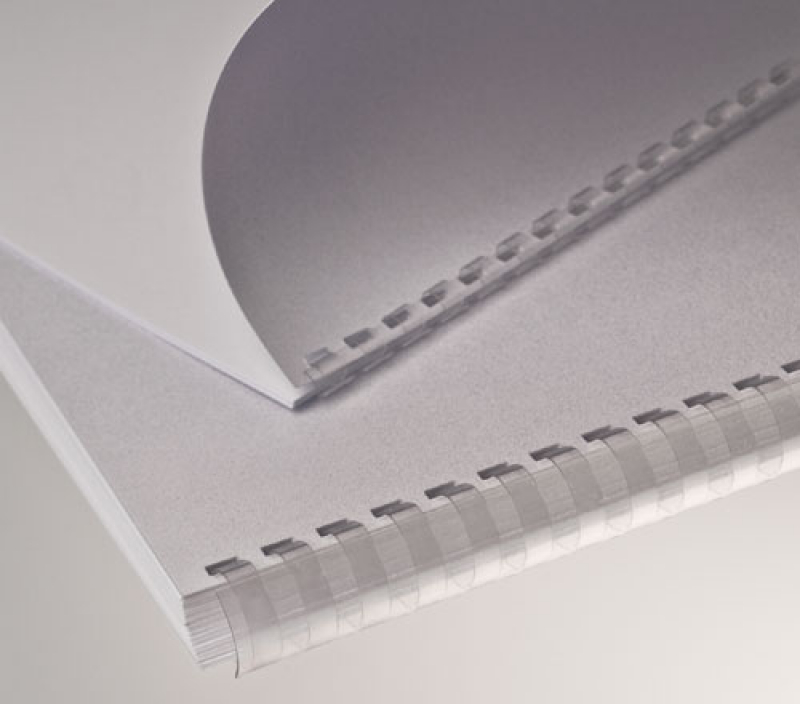 Renz Plastikbinderücken 12 mm, US-Teilung , 21 Ringe, transparent, VE 100 Stück, nicht mehr lieferbar
